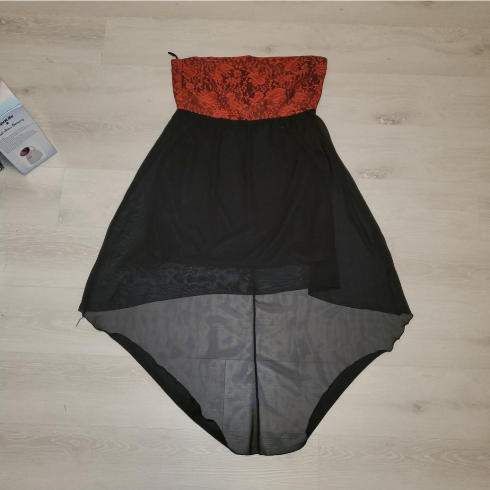 Paisley Red & Black Strapless Dress